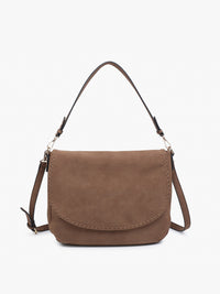 'Jenny' Chocolate Faux Suede Satchel