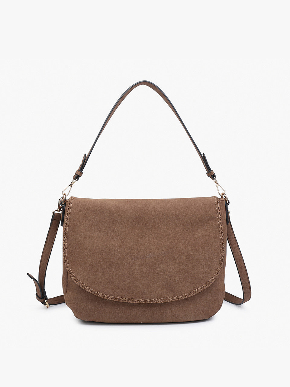 'Jenny' Chocolate Faux Suede Satchel