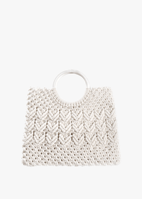 'Meadow' Ivory Macrame Bag with Circle Top Handle - Cali Moon Boutique