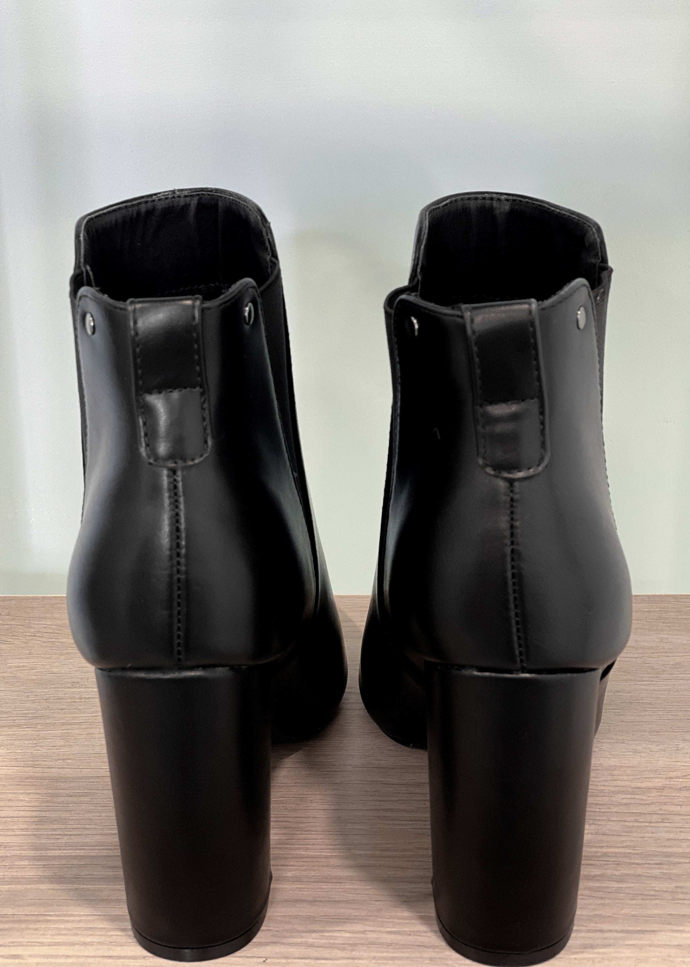 'Witchy' Black Faux Leather Elastic Side Pointy Toe Bootie-Cali Moon Boutique, Plainville Connecticut