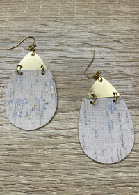 Natural Teardrop Cork Earrings-Cali Moon Boutique, Plainville Connecticut