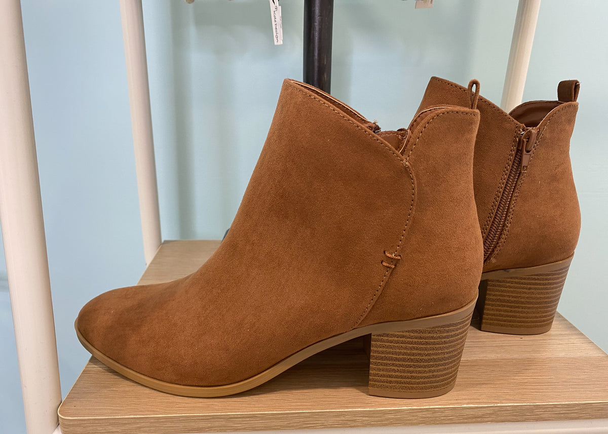 Camel Faux Suede Bootie-Cali Moon Boutique, Plainville Connecticut