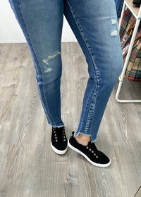 'Paige' High Waist Step Hem Ankle Skinny Jeans-Cali Moon Boutique, Plainville Connecticut