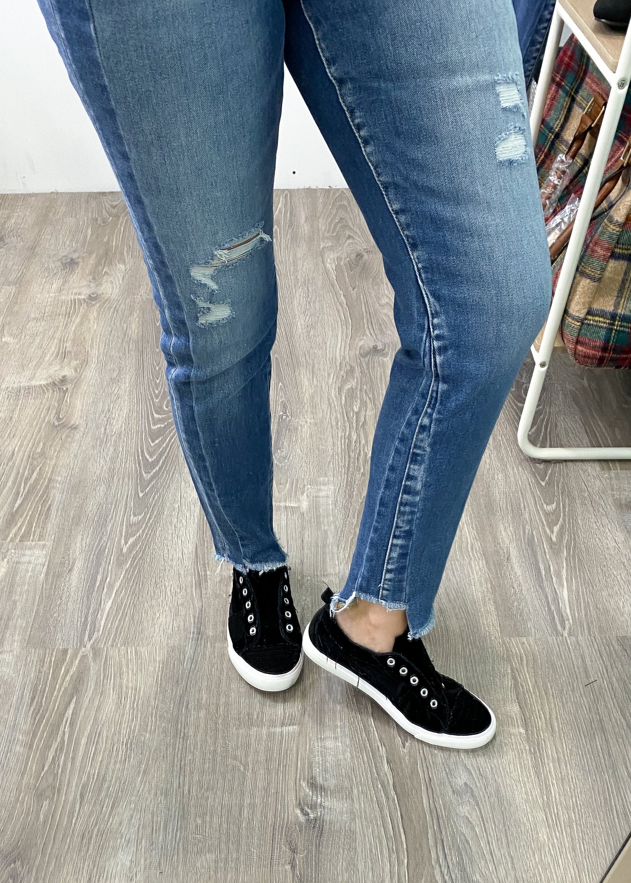 'Paige' High Waist Step Hem Ankle Skinny Jeans-Cali Moon Boutique, Plainville Connecticut