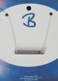 Silver Monogram Bar Necklace-necklace layering, bar necklace, initial necklace, letter necklace, initial necklace to layer, initial necklace to layer, monogram necklace, monogram jewelry, initial necklace silver, bar necklace silver, silver bar necklace, silver initial necklace-Cali Moon Boutique, Plainville Connecticut