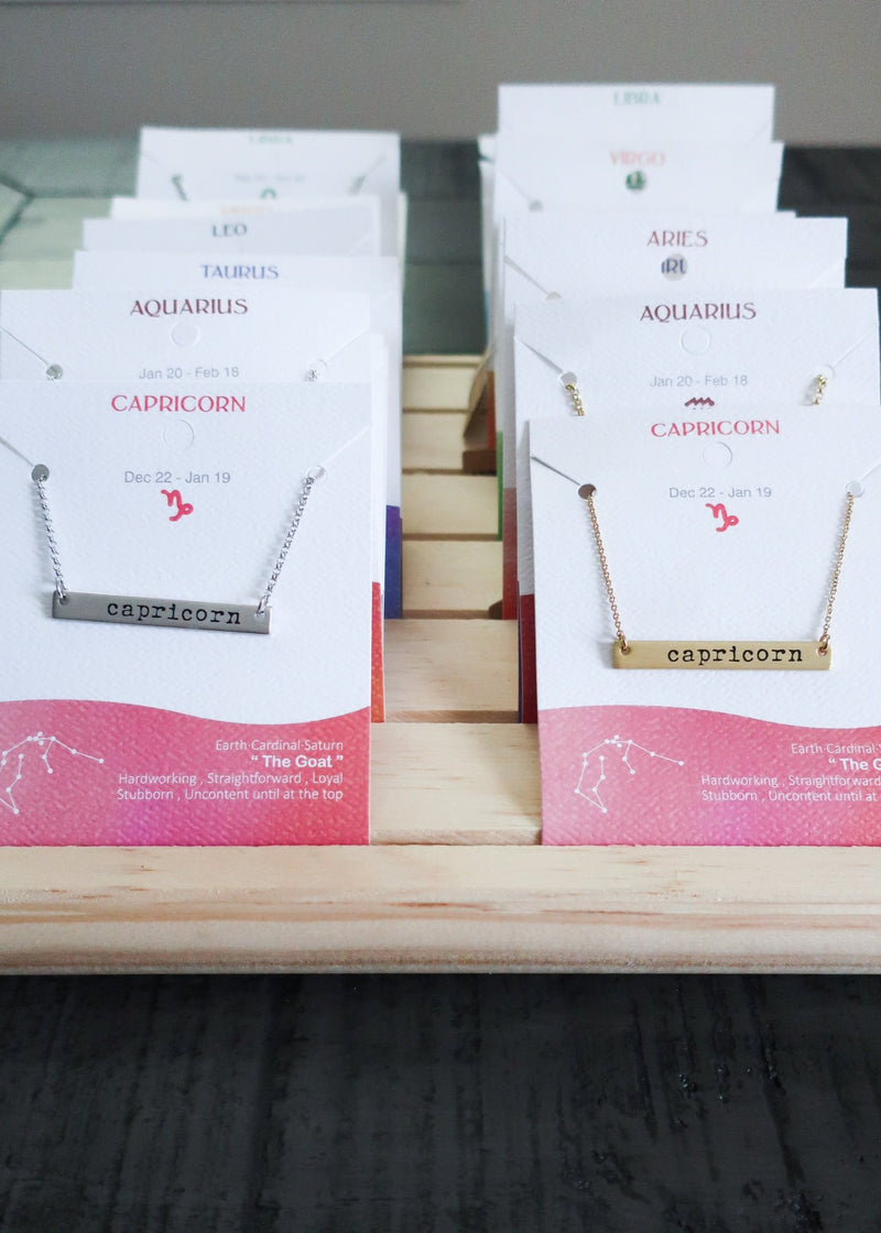 Zodiac Silver Bar Necklace - Cali Moon Boutique
